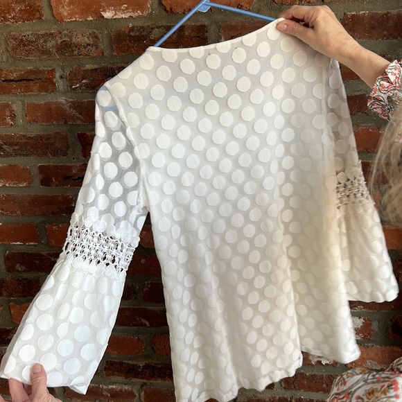 Off white lined vintage blouse size medium - Picture 3 of 3